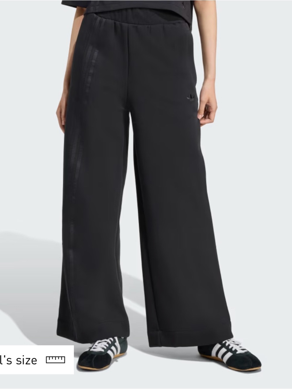 NWT adidas Black Wide-Leg Track Pants with Subtle Stripe